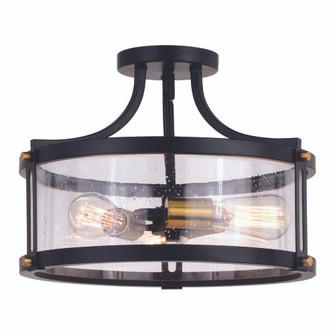 Holbrook 15.75-in. 3 Light Semi-Flush Matte Black and Satin Brass (51|C0255)