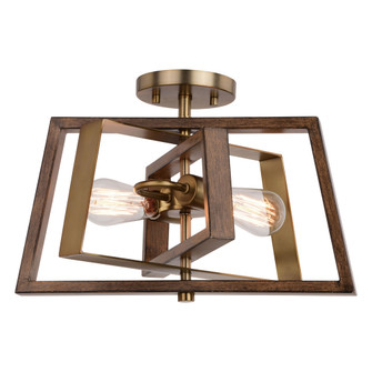 Dunning 16-in. 2 Light Semi-Flush Mount Natural Brass and Burnished Chestnut (51|C0251)