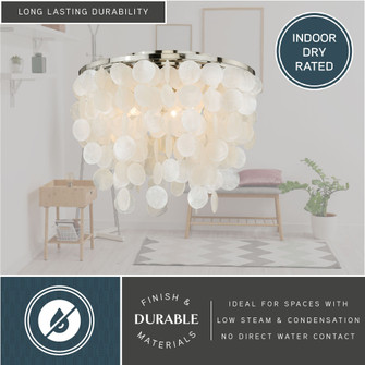 Elsa 16-in W Satin Nickel Capiz Shell Coastal Flush Mount Ceiling Light Fixture (51|C0079)