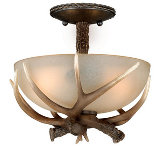 Yoho 12-in Antler Semi Flush Ceiling Light Black Walnut (51|C0014)