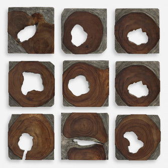 Uttermost Jungle Wood Paneled Wall Art Set/9 (85|04349)