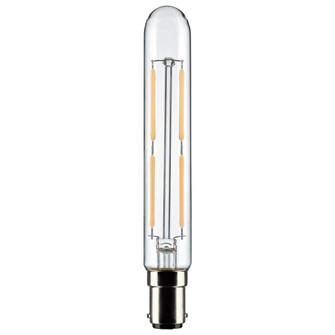 4 Watt T6.5 LED Filament; Clear; Double Contact Bayonet Base; 3000K; 400 Lumens; 120 Volt (27|S21374)