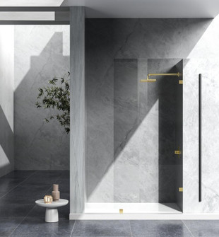 Fixed frameless shower door 35 x 78 Brushed Gold (758|SD155-3578BGD)