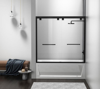 Semi-frameless tub door 60 x 60 Matte Black (758|TD333-6060MBK)