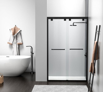 Semi-frameless shower door 48 x 76 Matte Black (758|SD303-4876MBK)