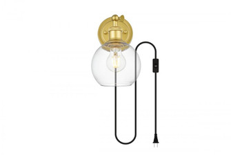 Wesson 1 light Brass and Clear plug in wall sconce (758|LD7330W6BRA)