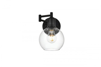 Davian 1 light Black and Clear swing arm wall sconce (758|LD7327W6BLK)