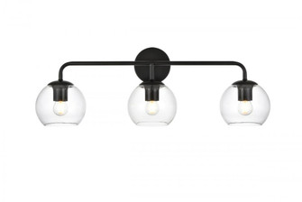 Genesis 3 light Black and Clear Bath Sconce (758|LD7321W28BLK)