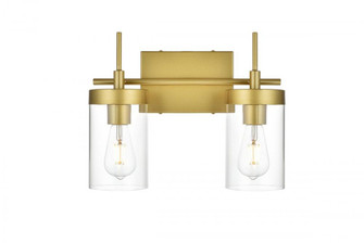 Benny 2 light Brass and Clear Bath Sconce (758|LD7319W14BRA)