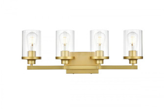 Saanvi 4 light Brass and Clear Bath Sconce (758|LD7316W25BRA)