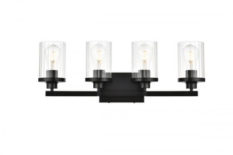 Saanvi 4 light Black and Clear Bath Sconce (758|LD7316W25BLK)