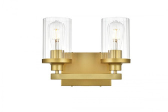 Saanvi 2 light Brass and Clear Bath Sconce (758|LD7316W12BRA)
