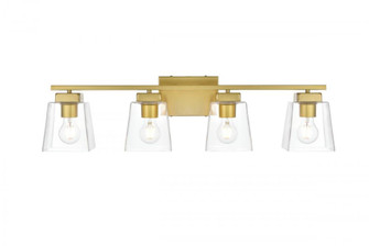 Merrick 4 light Brass and Clear Bath Sconce (758|LD7312W32BRA)