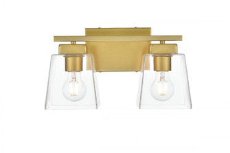 Merrick 2 light Brass and Clear Bath Sconce (758|LD7312W14BRA)