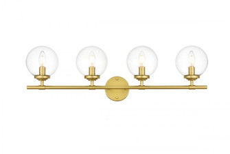 Ingrid 4 light Brass and Clear Bath Sconce (758|LD7302W33BRA)