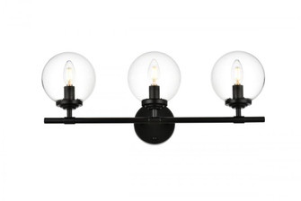 Ingrid 3 light Black and Clear Bath Sconce (758|LD7302W24BLK)