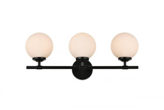 Ansley 3 light Black and frosted white Bath Sconce (758|LD7301W24BLK)