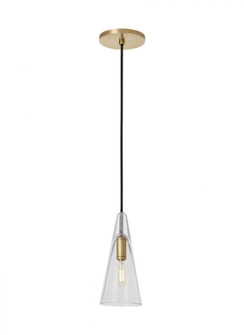 Sean Lavin Selina 1-light dimmable small accent pendant with natural brass finish and glass shade (7355|SLPD281CNB)