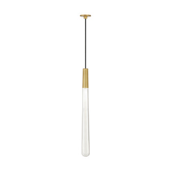 Sean Lavin Pylon 1-light dimmable LED crystal port alone pendant with natural brass finish (7355|700TRSPAPYLC1PNB-LED930)