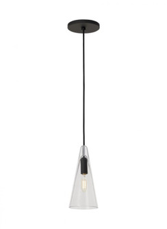 Sean Lavin Lustra 1-LT dimmable small accent pendant with nightshade black finish and glass shade (7355|SLPD280CB-L)