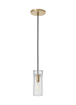 Sean Lavin Horizon 1-light dimmable small accent pendant with natural brass finish and glass shade (7355|SLPD277CNB-L)