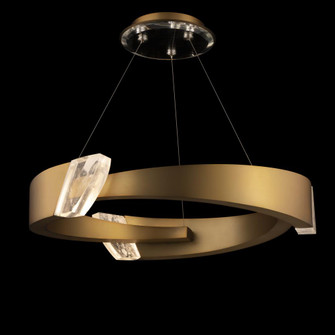 Embrace 34in LED 3000K/3500K/4000K 120V-277V Pendant in Aged Brass with Optic Haze Quartz (168|S4834-700OH)