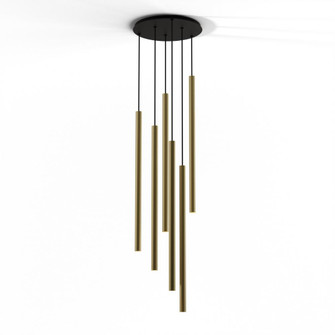 Combi Pendant 36'' Circular 6 Combo Brass with Matte Black Canopy, Suspension / Flush Mount 2-in- (4887|CMP-C6-S-36-BRS)