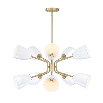 Biba 28.5 in. 10-Light Brushed Gold Modern Chandelier with Ice Mist Metal Shades (21|D300M-10CH-BG)