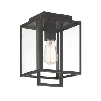Preston 8 in. 1-Light Matte Black Modern Outdoor Flush Mount with Clear Glass Shade (21|D297M-FM-MB)