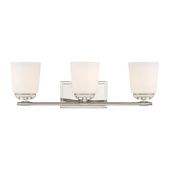 Stella 23.5 in. 3-Light Polished Nickel Modern Vanity Light with Etched Opal Glass Shades (21|D291M-3B-PN)