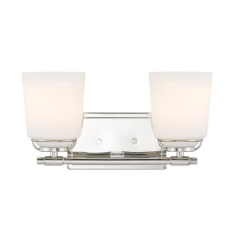 Stella 14.25 in. 2-Light Polished Nickel Modern Vanity Light with Etched Opal Glass Shades (21|D291M-2B-PN)