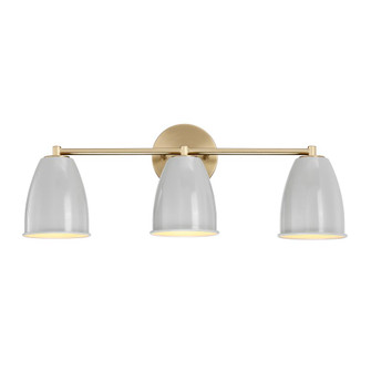 Biba 24 in. 3-Light Brushed Gold Modern Vanity Light with Grey Sky Metal Shades (21|D287M-3B-BG)