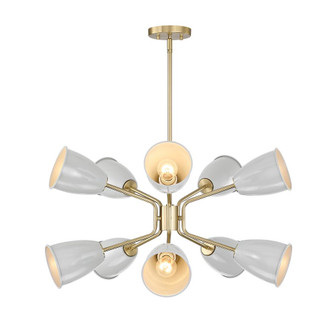 Biba 28.5 in. 10-Light Brushed Gold Modern Chandelier with Grey Sky Metal Shades (21|D287M-10CH-BG)