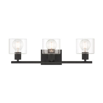 Vibrato 24 in. 3-Light Matte Black Transitional Vanity Light with Clear Glass Shades (21|D285M-3B-MB)