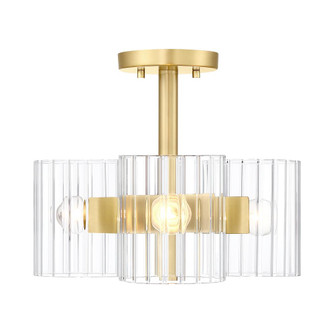 Aries 15 in. 3-Light Brushed Gold Transitional Semi Flush Mount Light (21|D284C-SF-BG)