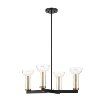 Nova 25 in. 4-Light Matte Black Modern Chandelier with Clear Seedy Glass Shades (21|D283C-4CH-MB)