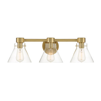 Willow Creek 25 in. 3-Light Brushed Gold Contemporary Vanity Light with Clear Blown Glass Shades (21|D204M-3B-BG)