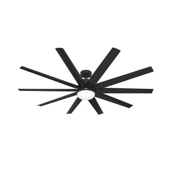 Hunter 72 inch Overton Matte Black Damp Rated Ceiling Fan with LED Light Kit and Wall Control (4797|52618)