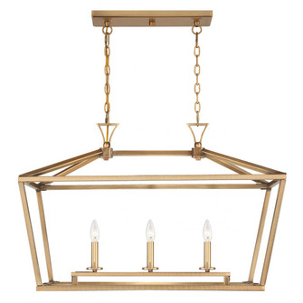 Townsend 3-Light Linear Chandelier in Warm Brass (128|1-423-3-322)