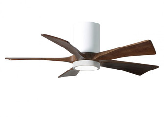IR5HLK five-blade flush mount paddle fan in Gloss White finish with 42” solid walnut tone blades (230|IR5HLK-WH-WA-42)