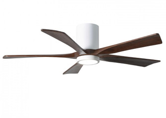 IR5HLK five-blade flush mount paddle fan in Gloss White finish with 52” solid walnut tone blades (230|IR5HLK-WH-WA-52)