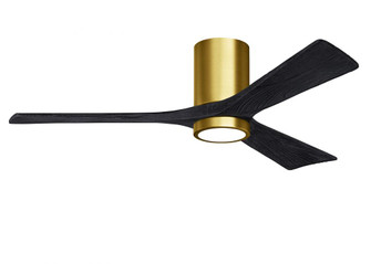 Irene-3HLK three-blade flush mount paddle fan in Brushed Brass finish with 52” solid matte black (230|IR3HLK-BRBR-BK-52)