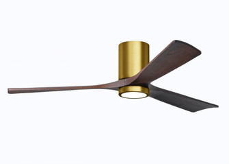 Irene-3HLK three-blade flush mount paddle fan in Brushed Brass finish with 60” solid walnut tone (230|IR3HLK-BRBR-WA-60)