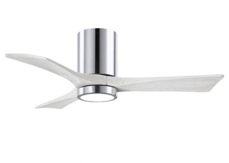 Irene-3HLK three-blade flush mount paddle fan in Polished Chrome finish with 42” solid matte whi (230|IR3HLK-CR-MWH-42)