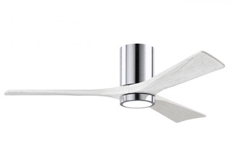 Irene-3HLK three-blade flush mount paddle fan in Polished Chrome finish with 52” solid matte whi (230|IR3HLK-CR-MWH-52)