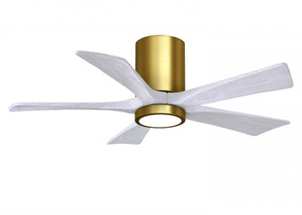 IR5HLK five-blade flush mount paddle fan in Brushed Brass finish with 42” solid matte black wood (230|IR5HLK-BRBR-MWH-42)