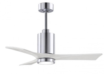 Patricia-3 three-blade ceiling fan in Polished Chrome finish with 42” solid matte white wood bla (230|PA3-CR-MWH-42)