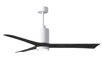 Patricia-3 three-blade ceiling fan in Gloss White finish with 60” solid matte black wood blades (230|PA3-WH-BK-60)