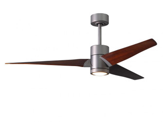 Super Janet three-blade ceiling fan in Brushed Nickel finish with 60” solid walnut tone blades a (230|SJ-BN-WN-60)