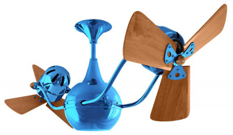 Vent Bettina - Rotational Ceiling Fan - Agua Marinha Finish - Wood Blades (230|VB-LTBLUE-WD)